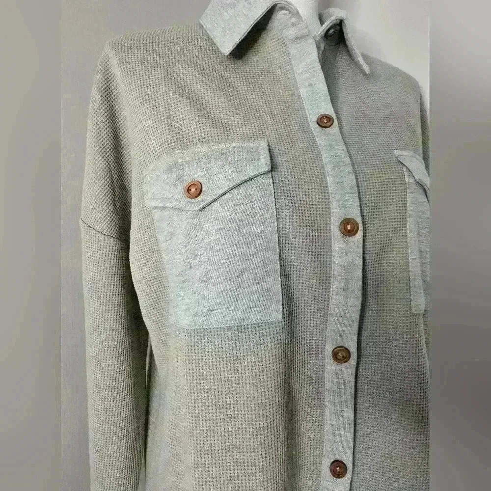 Grey Two-Toned Shacket - Picture 3 of 10